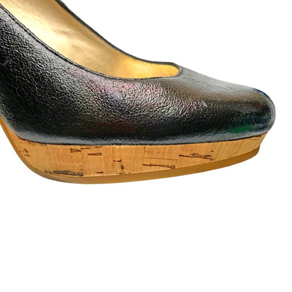 MICHAEL Michael Kors Nash Black Leather Cork Platform Pumps - Picture 6 of 11